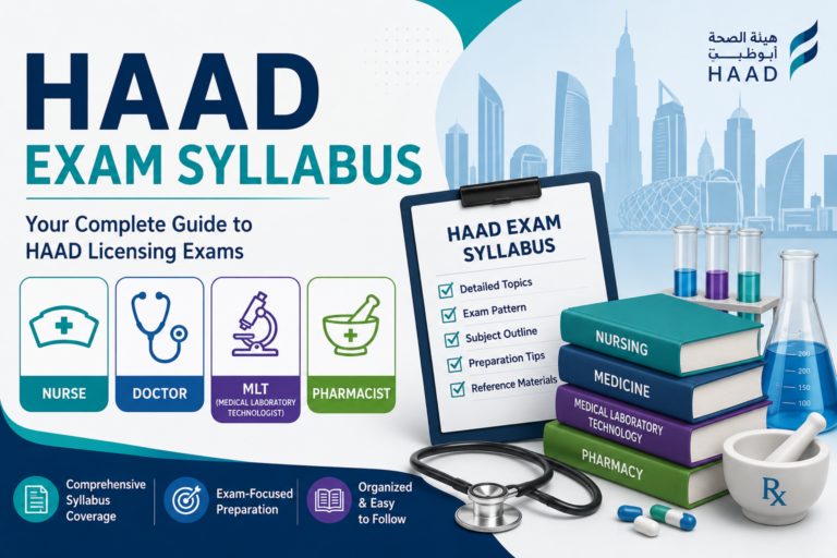 Read more about the article HAAD Exam Syllabus : Nurse, Doctor, Dentists, MLT and Pharma