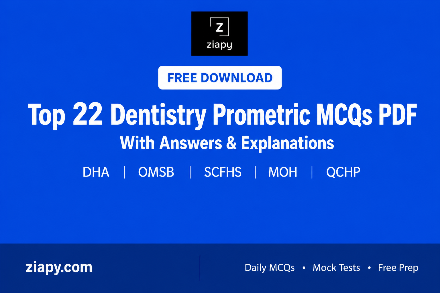 Free Dentistry Prometric MCQs PDF