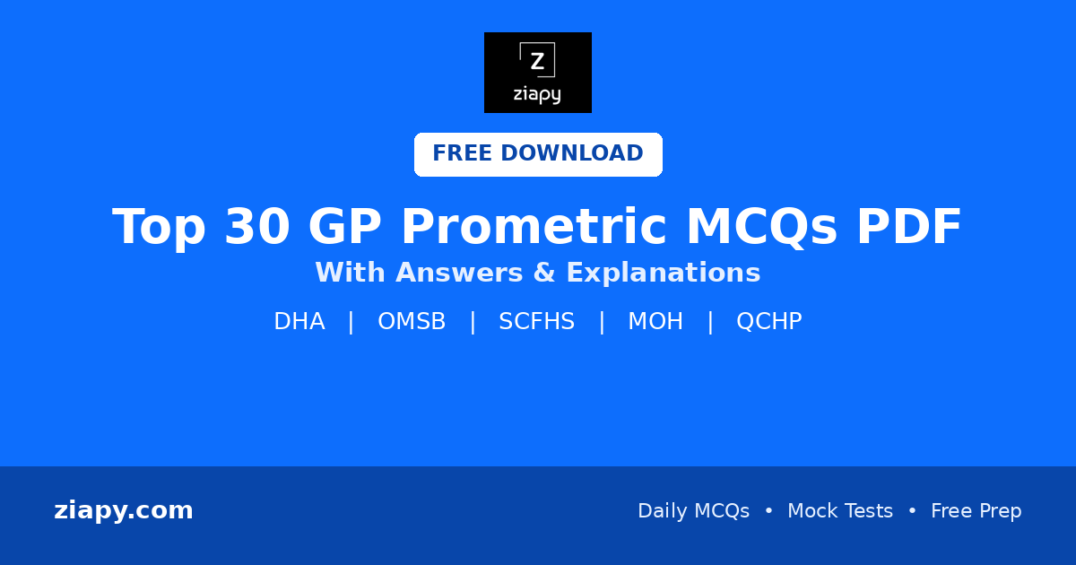 Free GP Prometric MCQs PDF